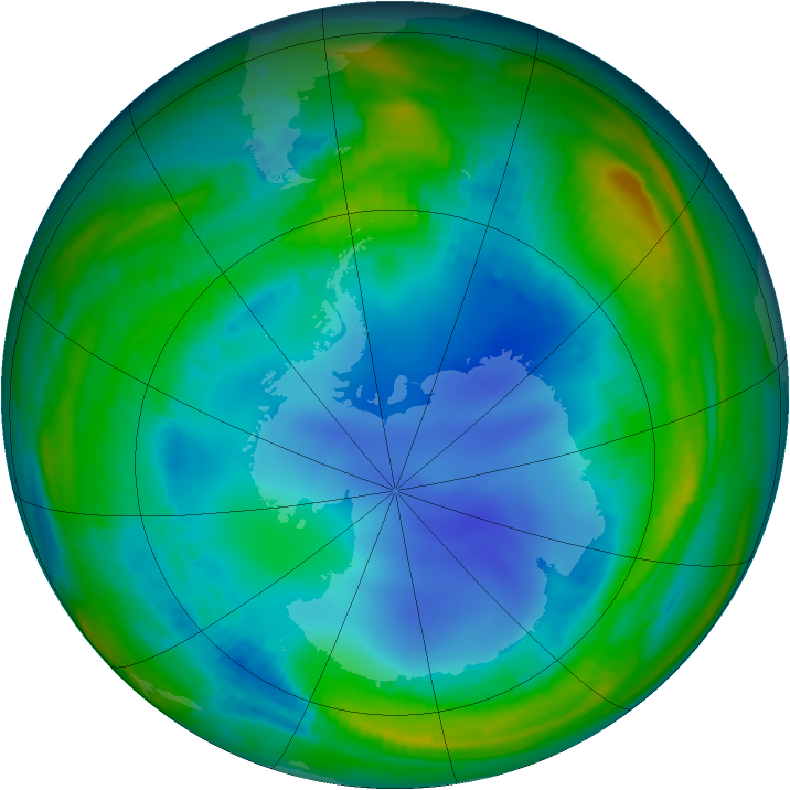Antarctic ozone map for 30 July 1999